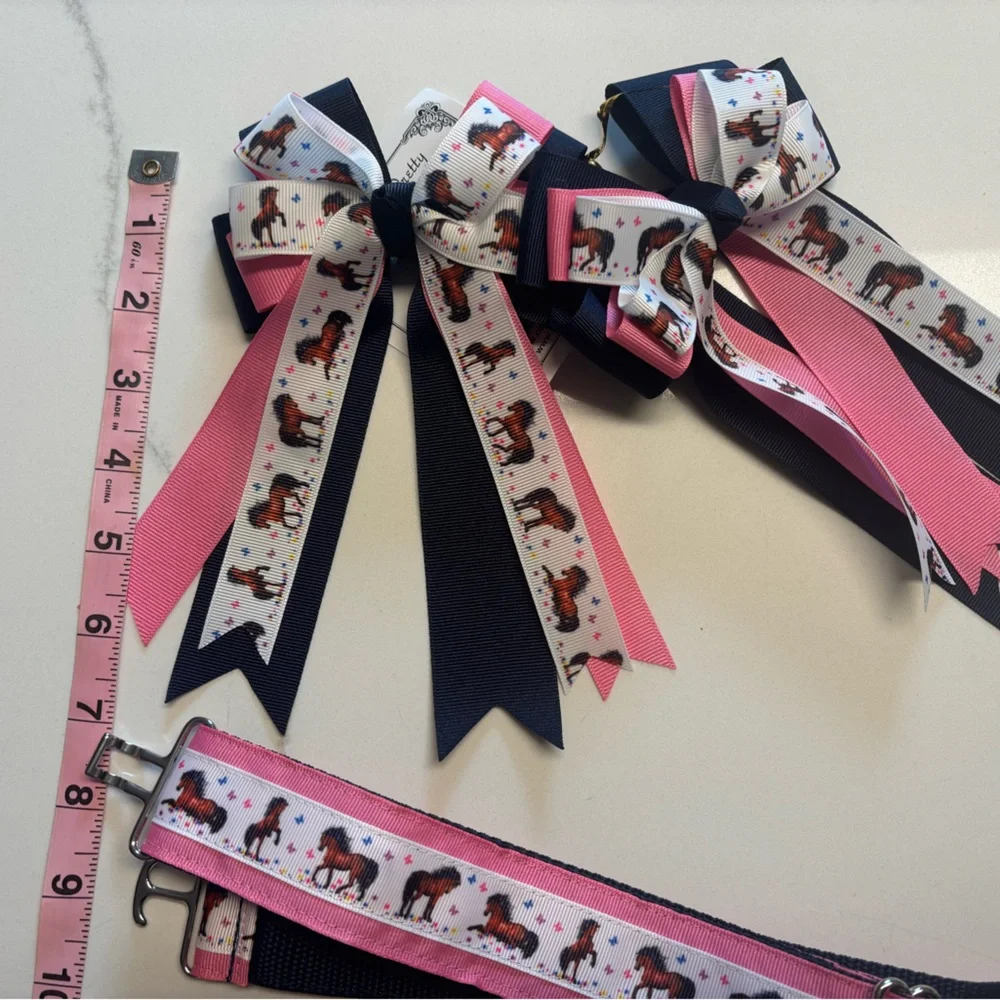 Pink and Black Horse Print Hair Bow Set - Picture 2 of 3